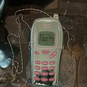 Retro Phone Crossbody Bag - Pink & Silver